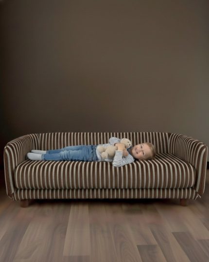 brown sofa with kid ff